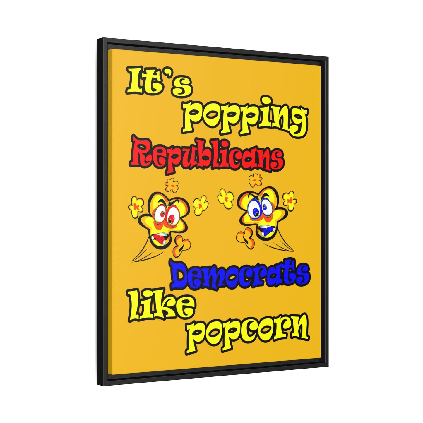 popping like popcorn - framed canvas art (yellow)