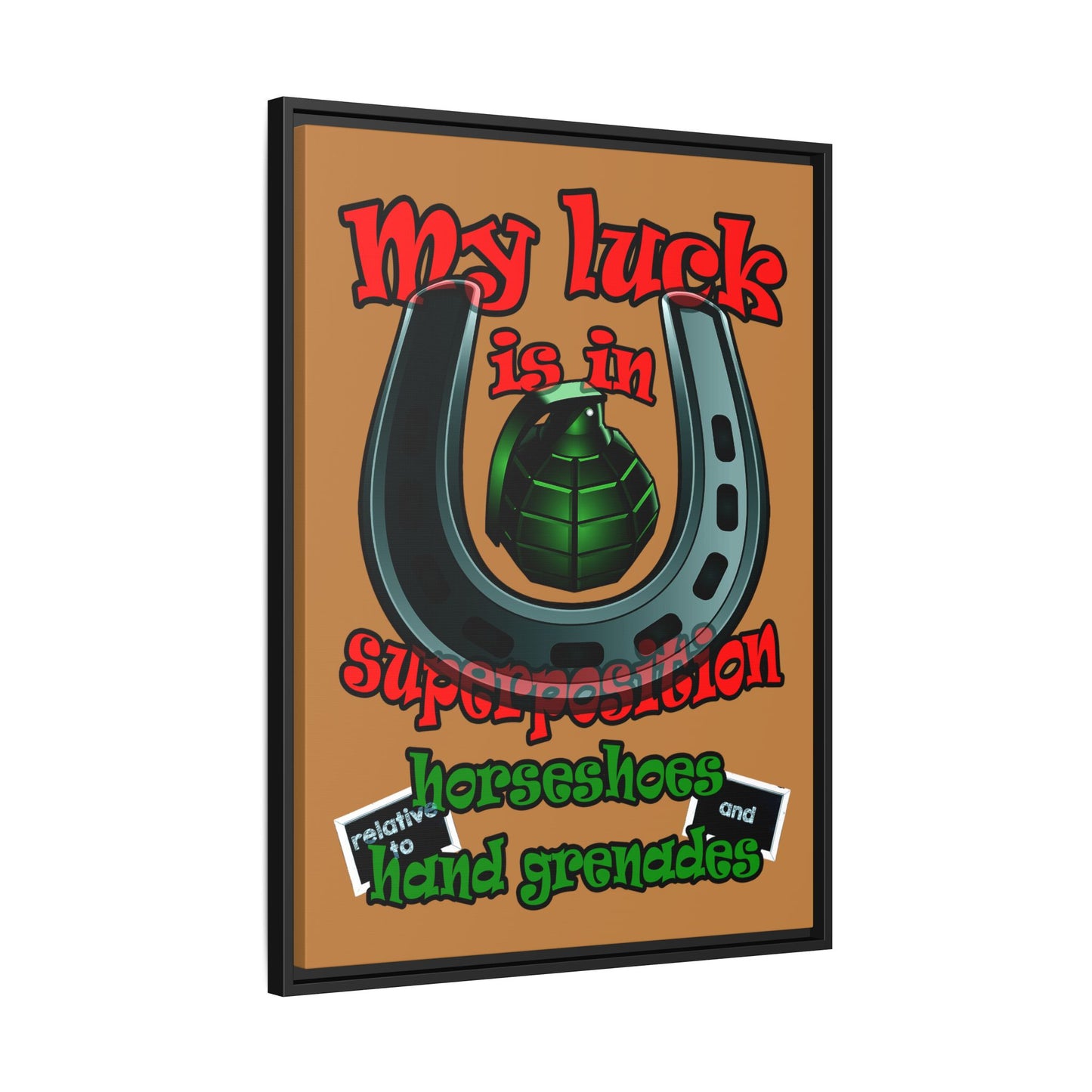 my luck - framed canvas art (light brown)