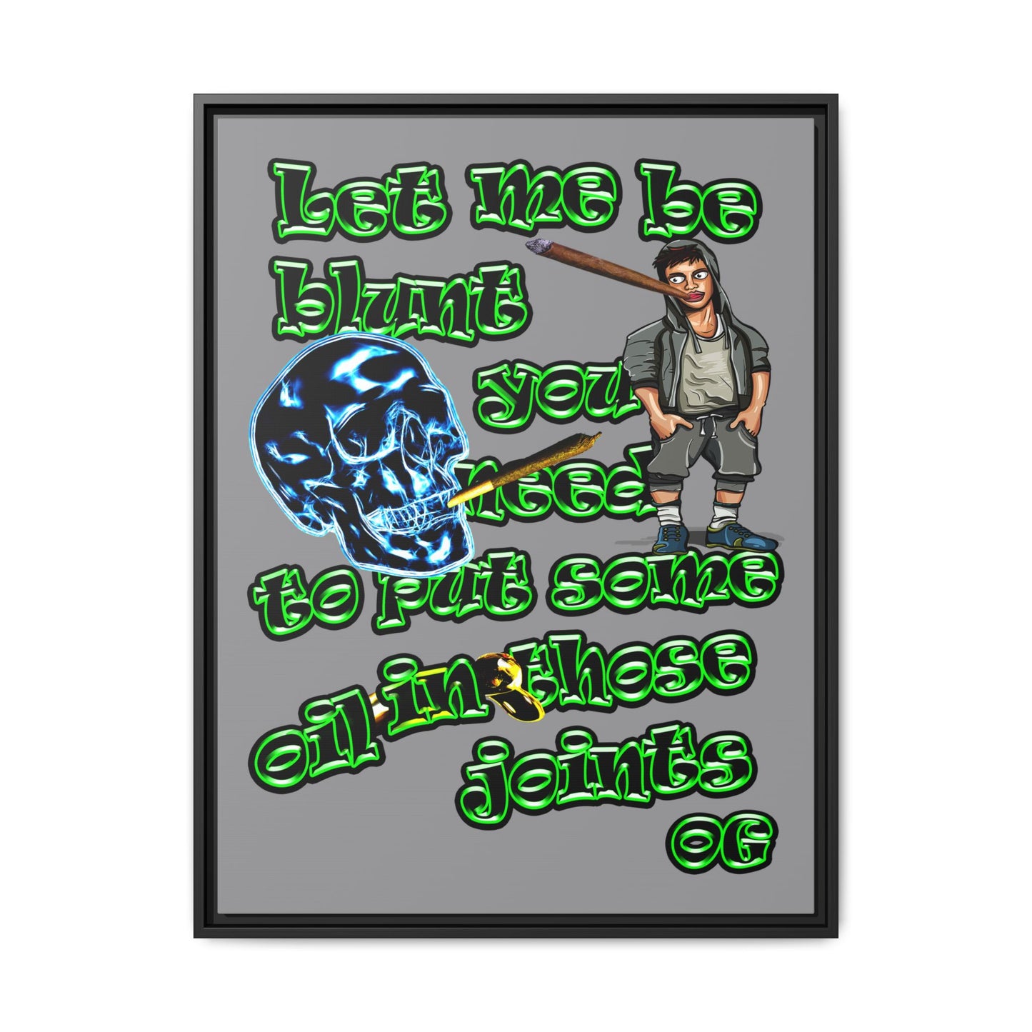 og - framed canvas art (grey)