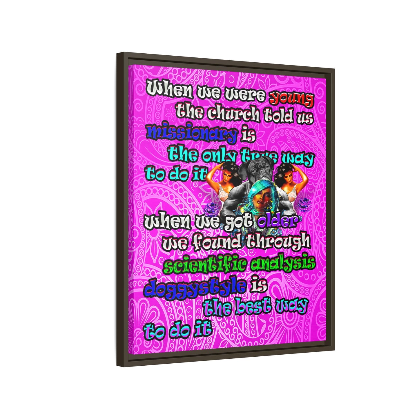 doggystyle - framed canvas art (pink swirl)