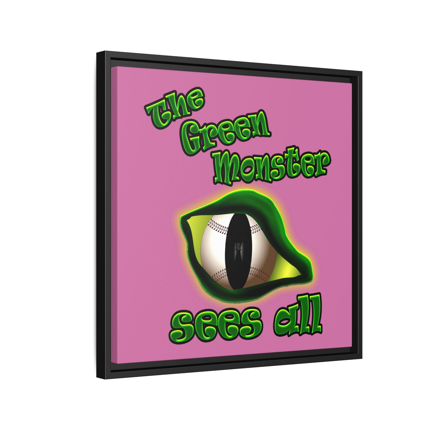 green monster - framed canvas art (light pink)