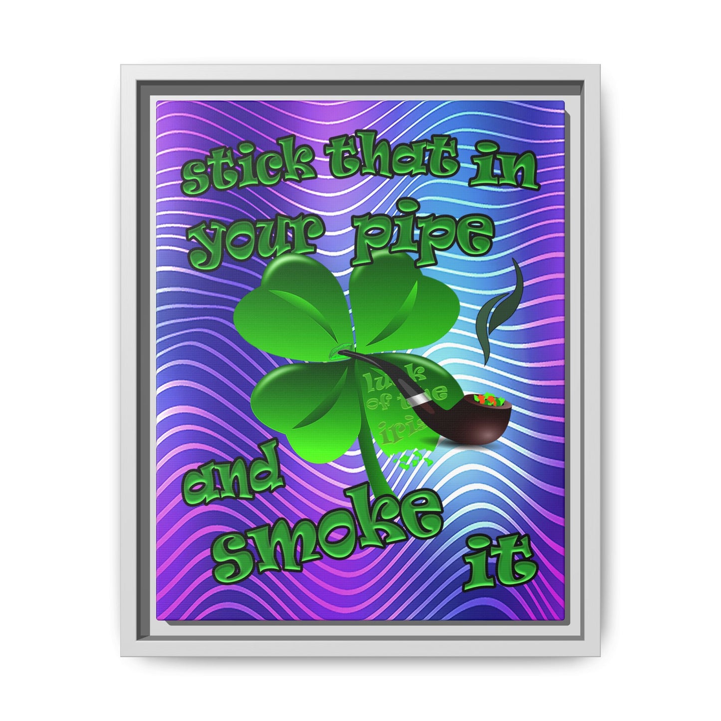 stick that in your pipe and smoke it - framed canvas art (purple wave)