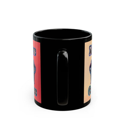 em cee squared - Black Mug (yellow-orange wave)