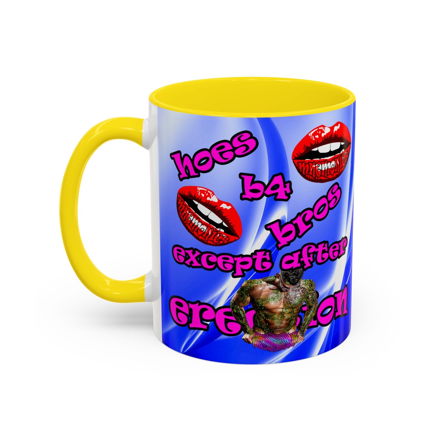 hoes b4 bros - Accent Mug (blue-white wave)