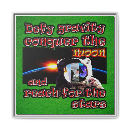 defy conquer reach - framed canvas art (green turf)