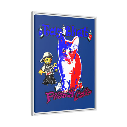 tag that - framed canvas art (dark blue)