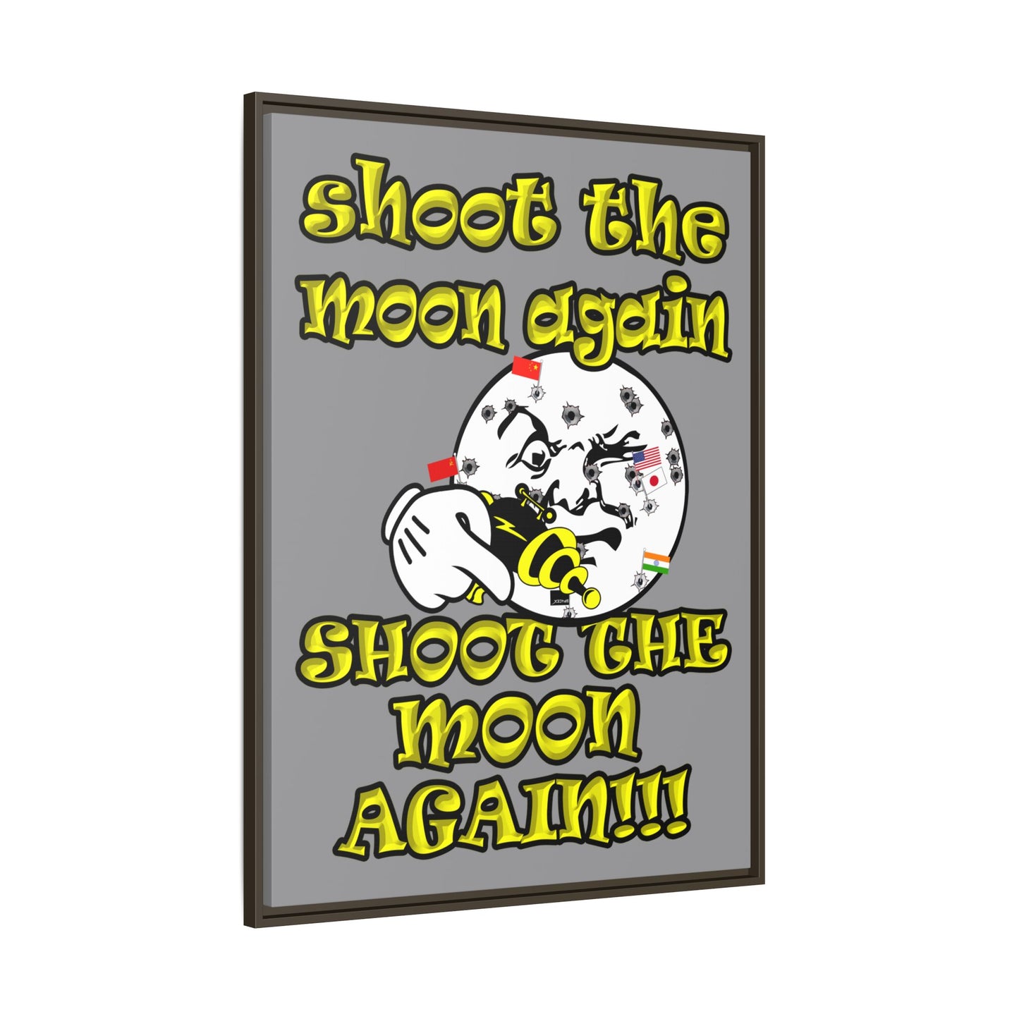 shoot the moon again - framed canvas art (grey)