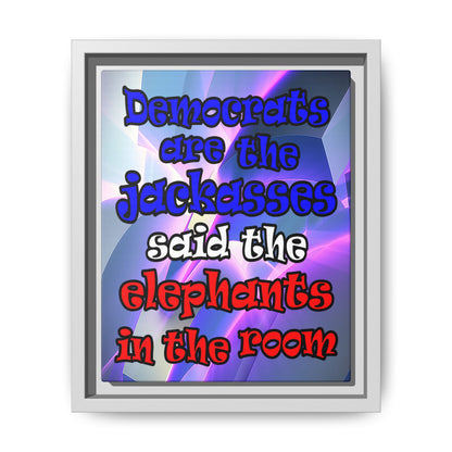 donkeys and elephants - framed canvas art (grey-pink wave)