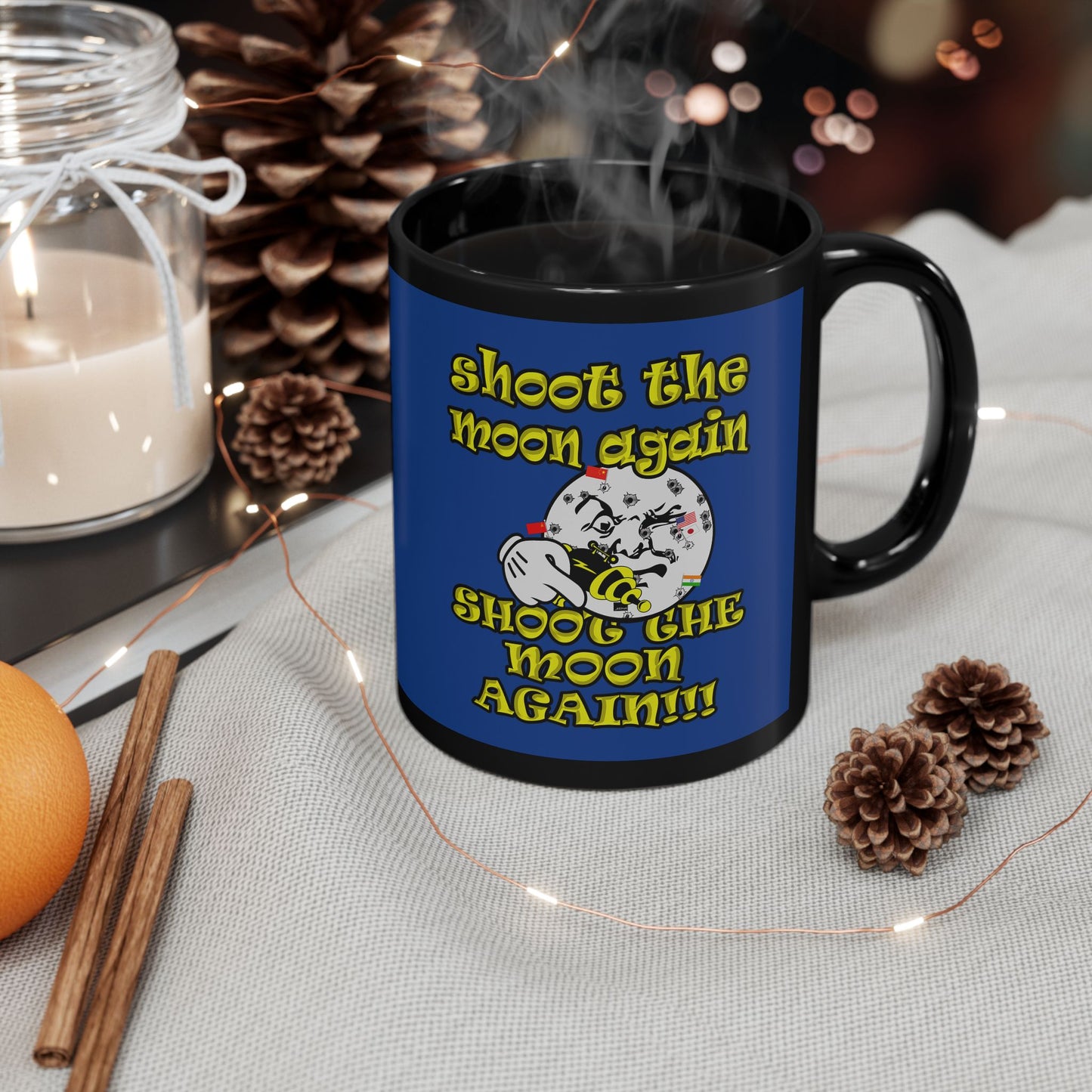shoot the moon again - Black Mug (dark blue)
