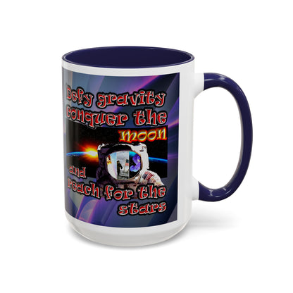 defy conquer reach - Accent Mug (grey-pink wave)