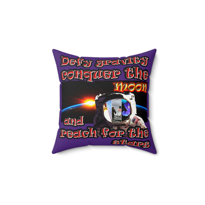 defy conquer reach - Faux Suede Square Pillow - (purple)