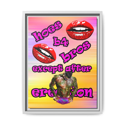 hoes b4 bros - framed canvas art (color blur)