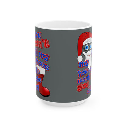 santa's shoes - White Mug (dark grey)