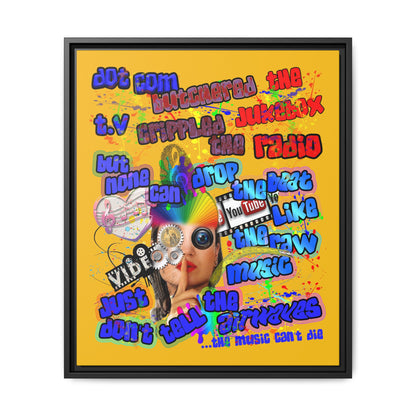 drop the beat - framed canvas art (yellow)