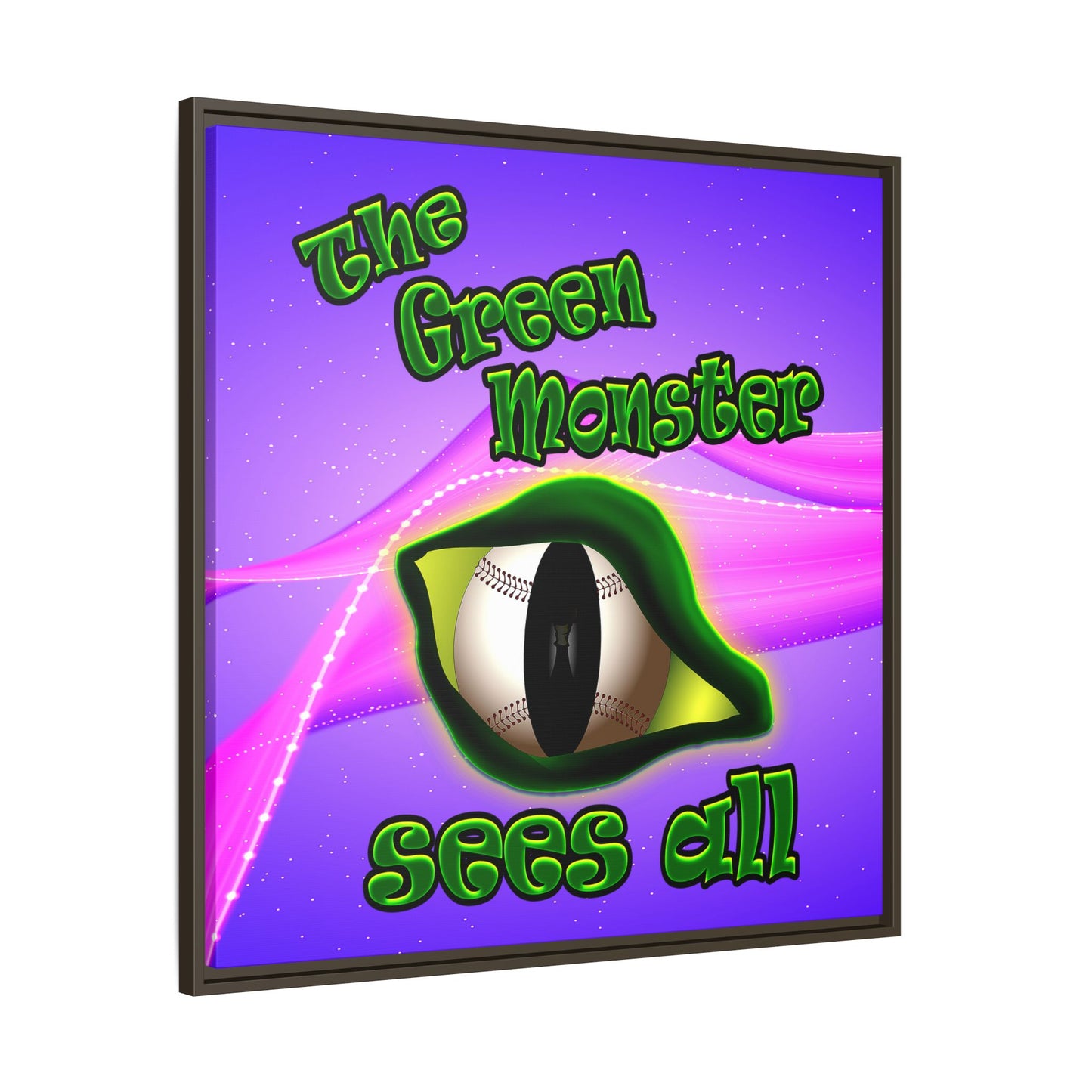 green monster - framed canvas art (purple-pink wave)