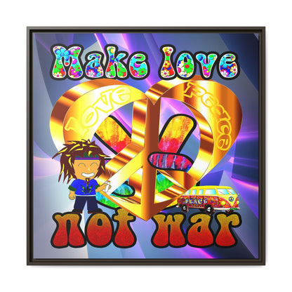love peace - framed canvas art (grey-pink wave)