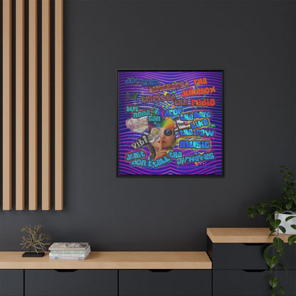 drop the beat - framed canvas art (purple wave)