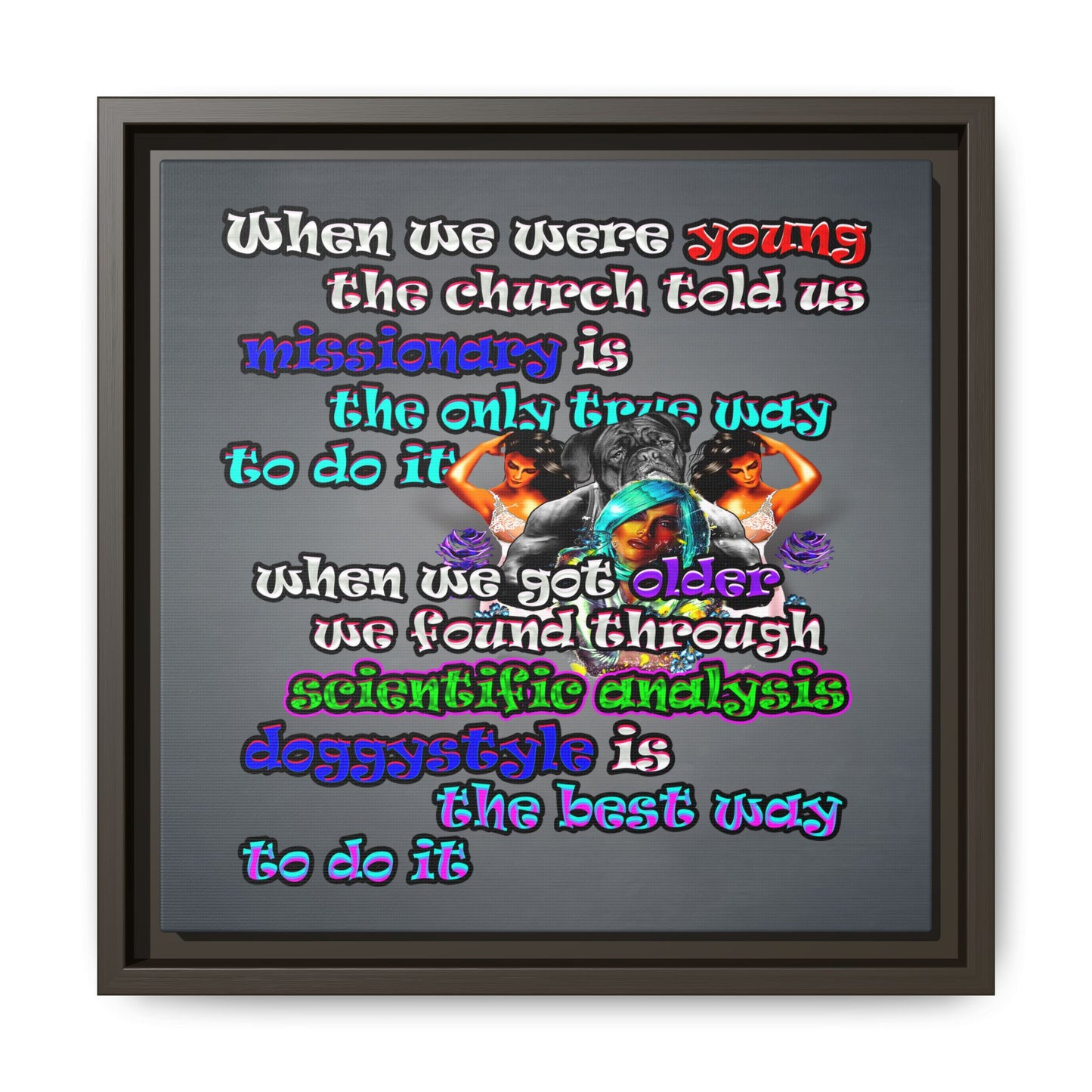 doggystyle - framed canvas art (grey-light grey)