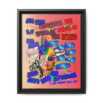 drop the beat - framed canvas art (yellow-orange wave)