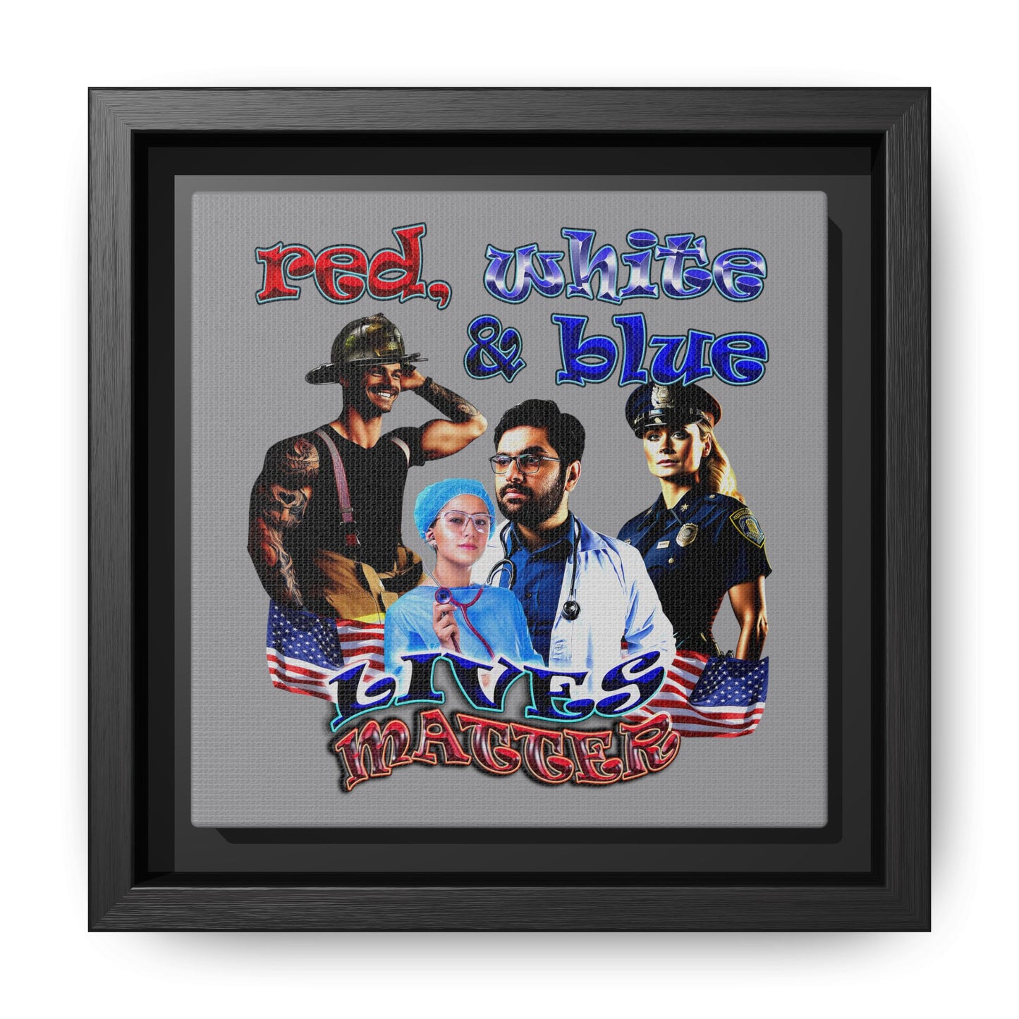 rw&b lives matter - framed canvas art (grey)