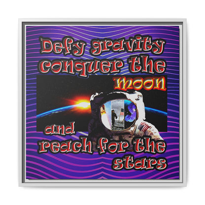defy conquer reach - framed canvas art (purple wave)