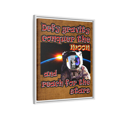 defy conquer reach - framed canvas art (brown papyrus)