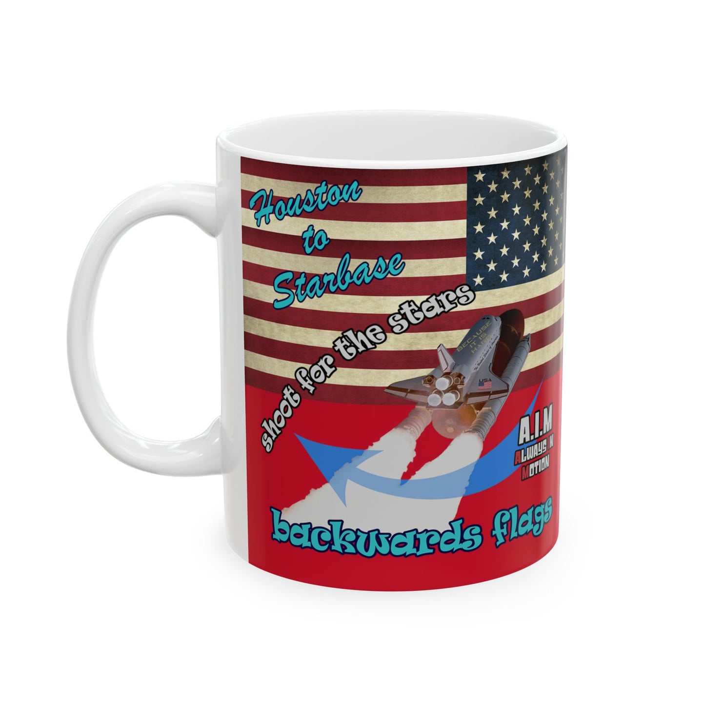shoot for the stars - White Mug (dark red)