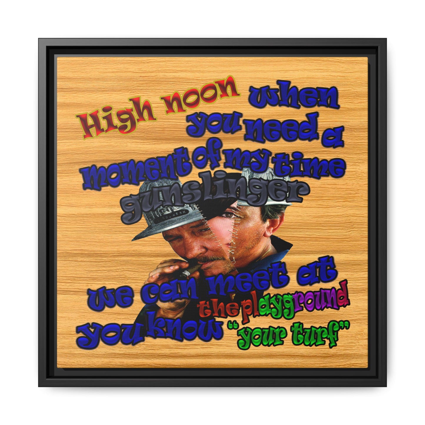 high noon - framed canvas art (butterscotch wood finish)