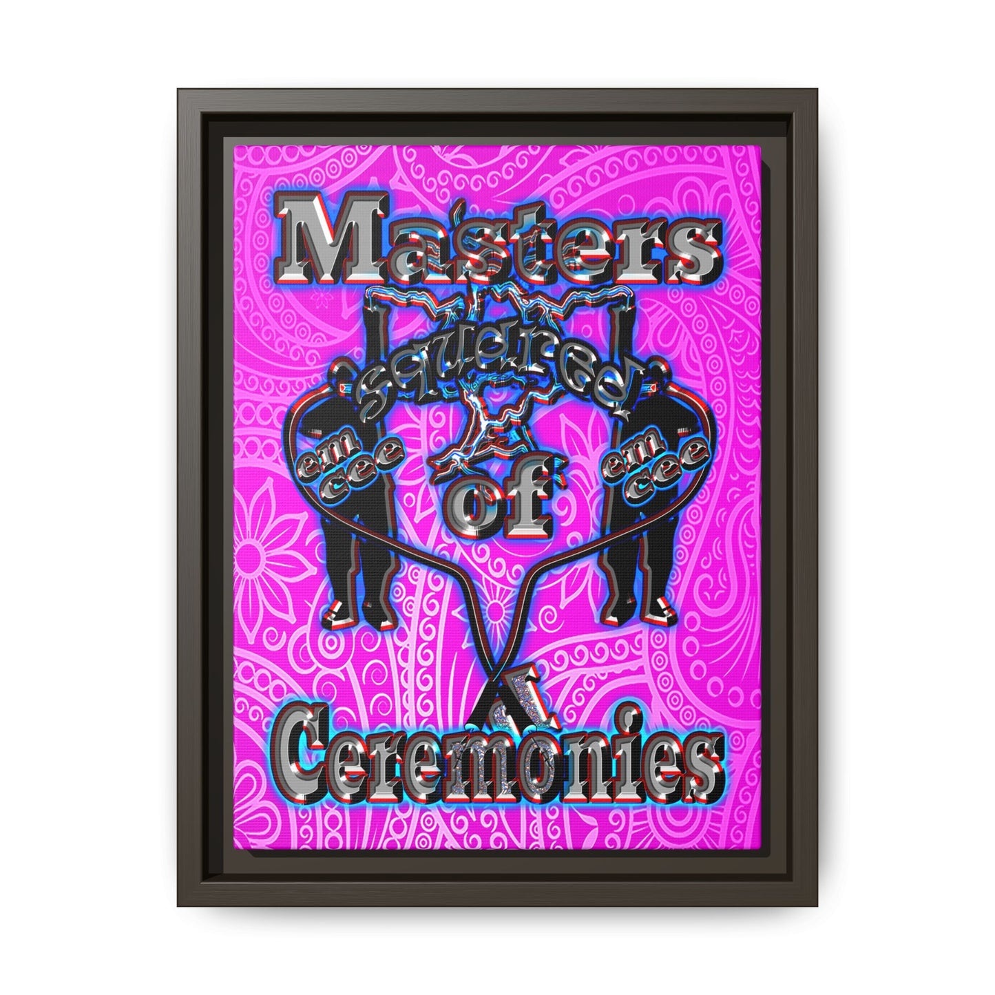 em cee squared - framed canvas art (pink swirl)