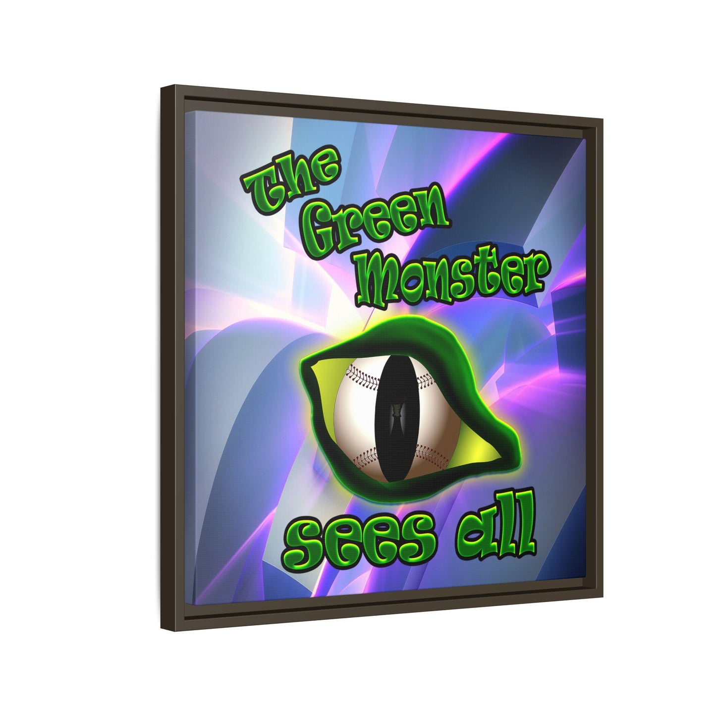green monster - framed canvas art (grey-pink wave)
