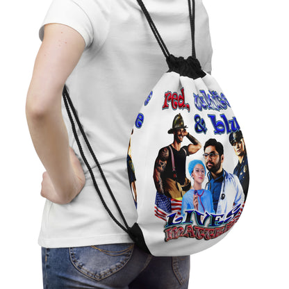 rw&b lives matter - Drawstring Bag (white)