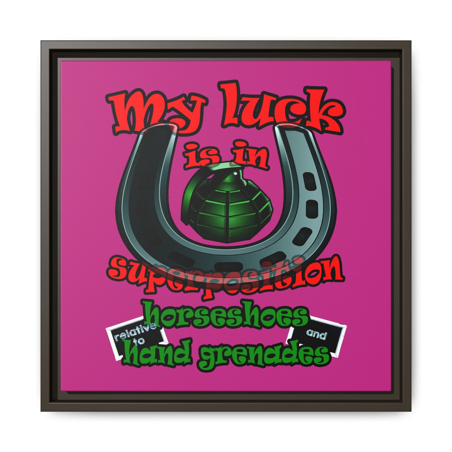 my luck - framed canvas art (pink)