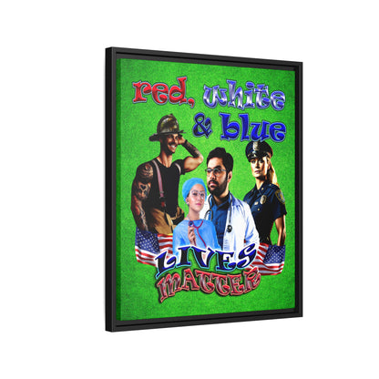 rw&b lives matter - framed canvas art (green turf)