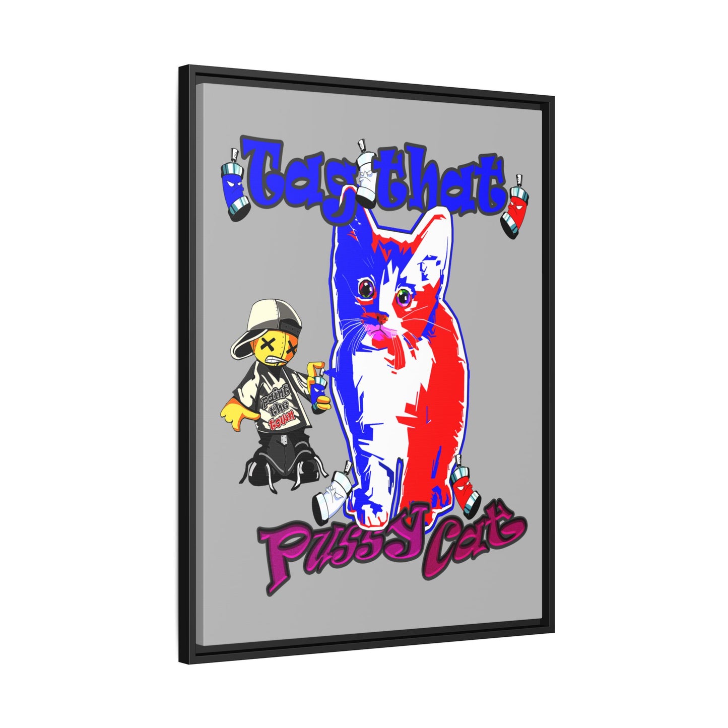 tag that - framed canvas art (light grey)