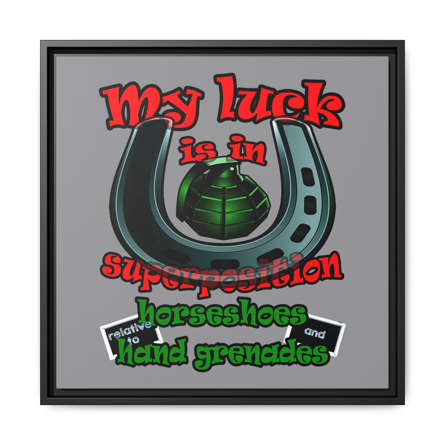 my luck - framed canvas art (grey)