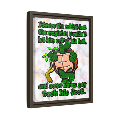 turtle race - framed canvas art (white marble)
