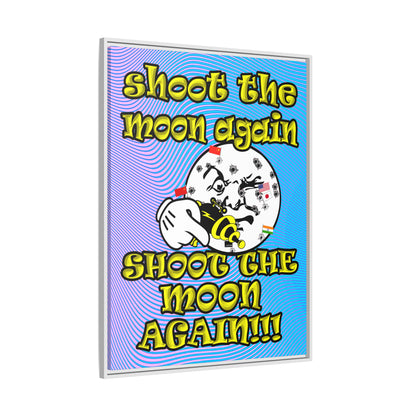 shoot the moon again - framed canvas art (light blue-purple wave)