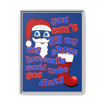santa's shoes - framed canvas art (dark blue)