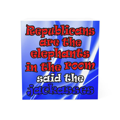 donkeys and elephants - note cube (blue-white wave)