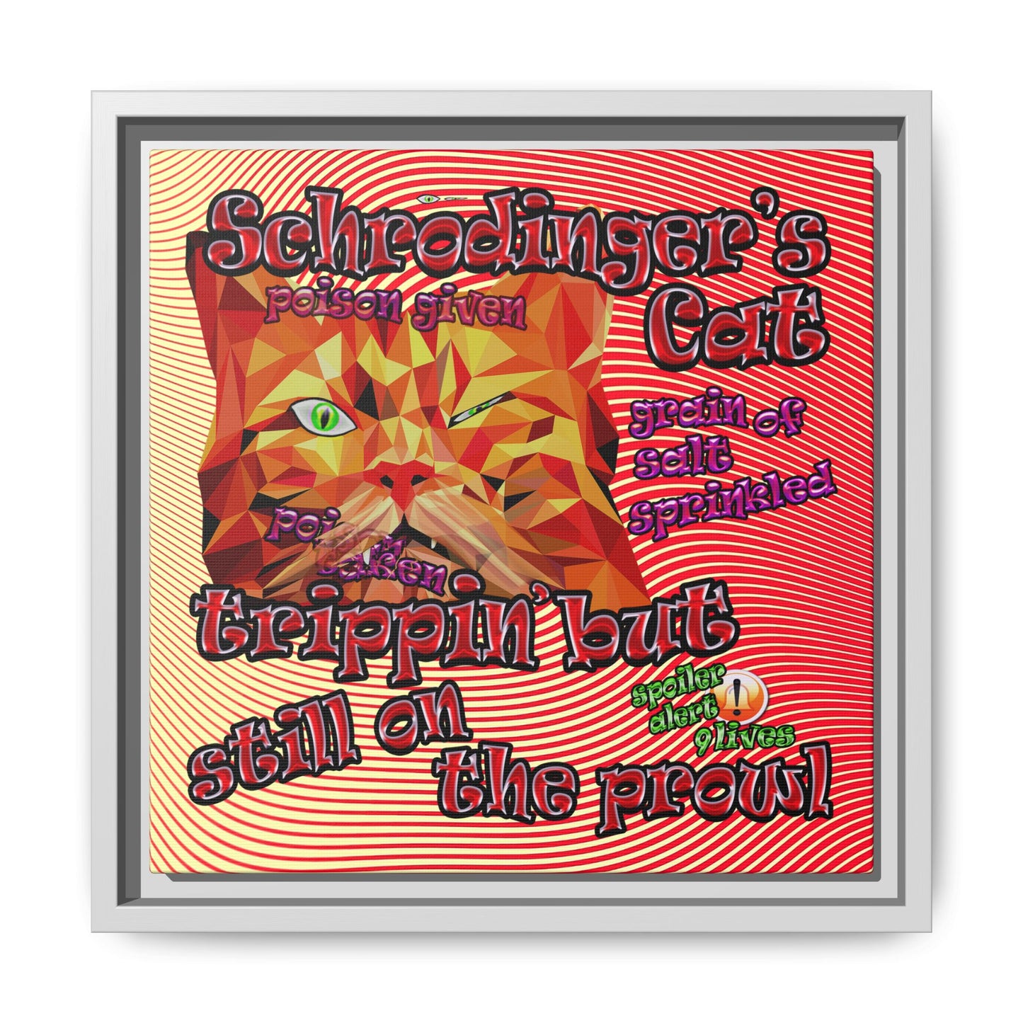 schrodinger's cat - framed canvas art (yellow-orange wave)