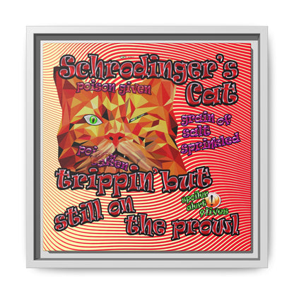schrodinger's cat - framed canvas art (yellow-orange wave)