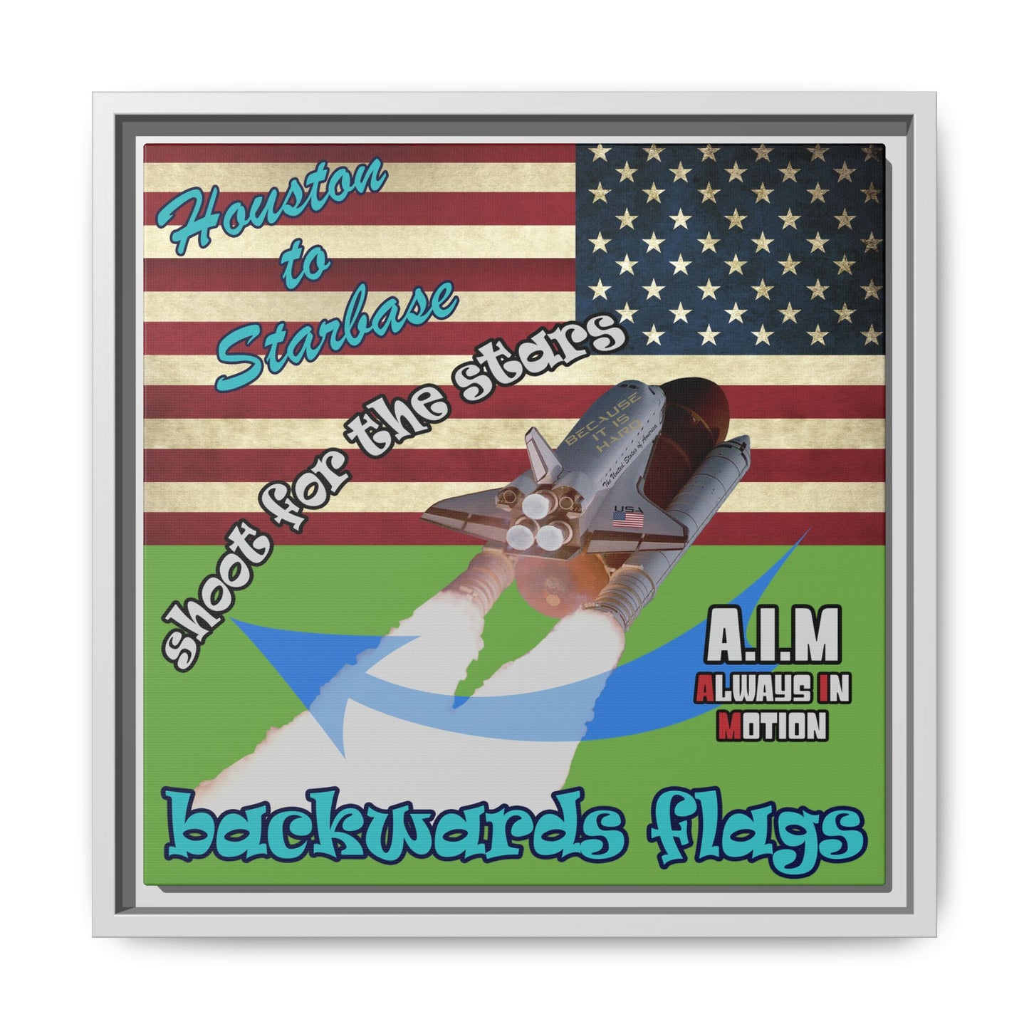 shoot for the stars - framed canvas art (green)