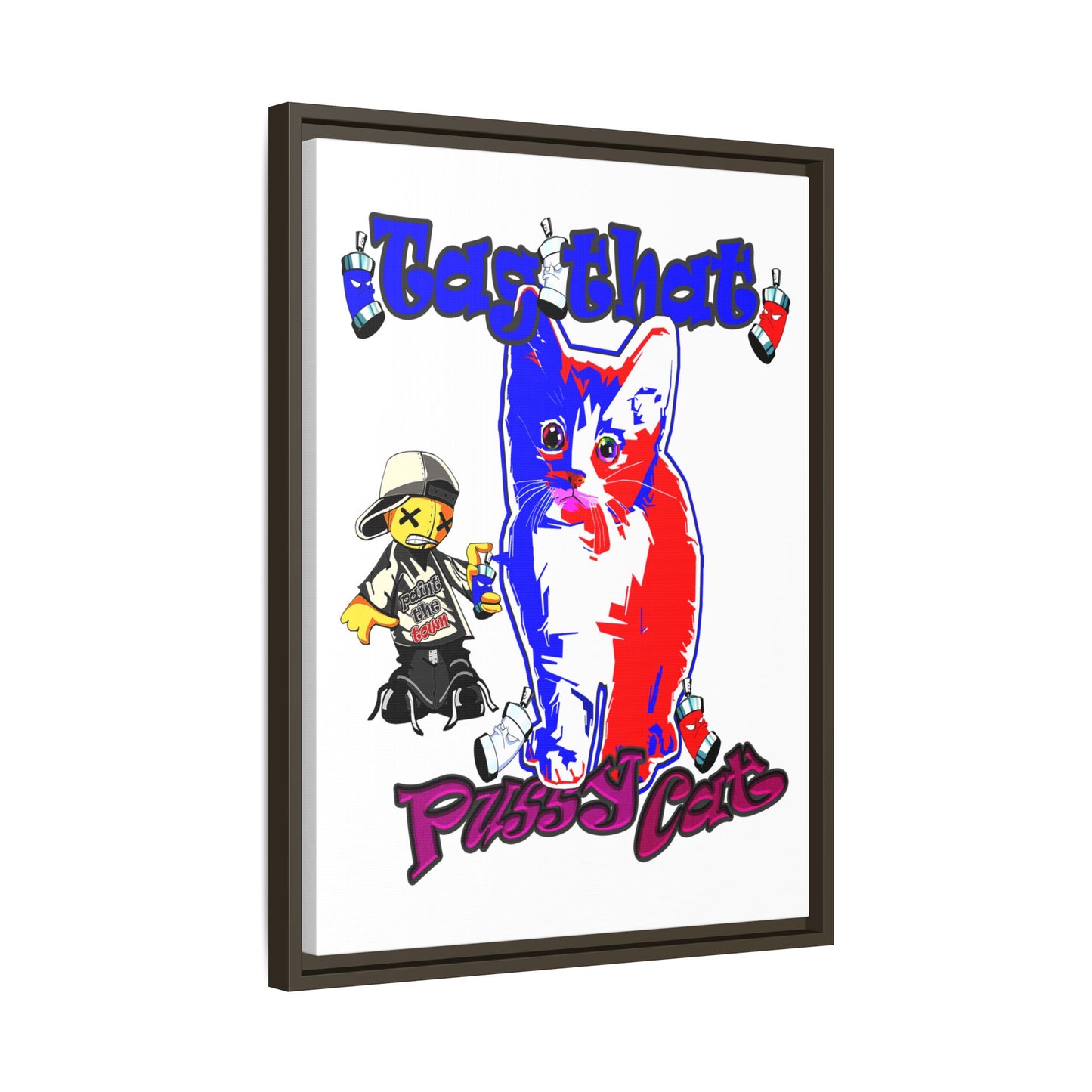 tag that - framed canvas art (white)