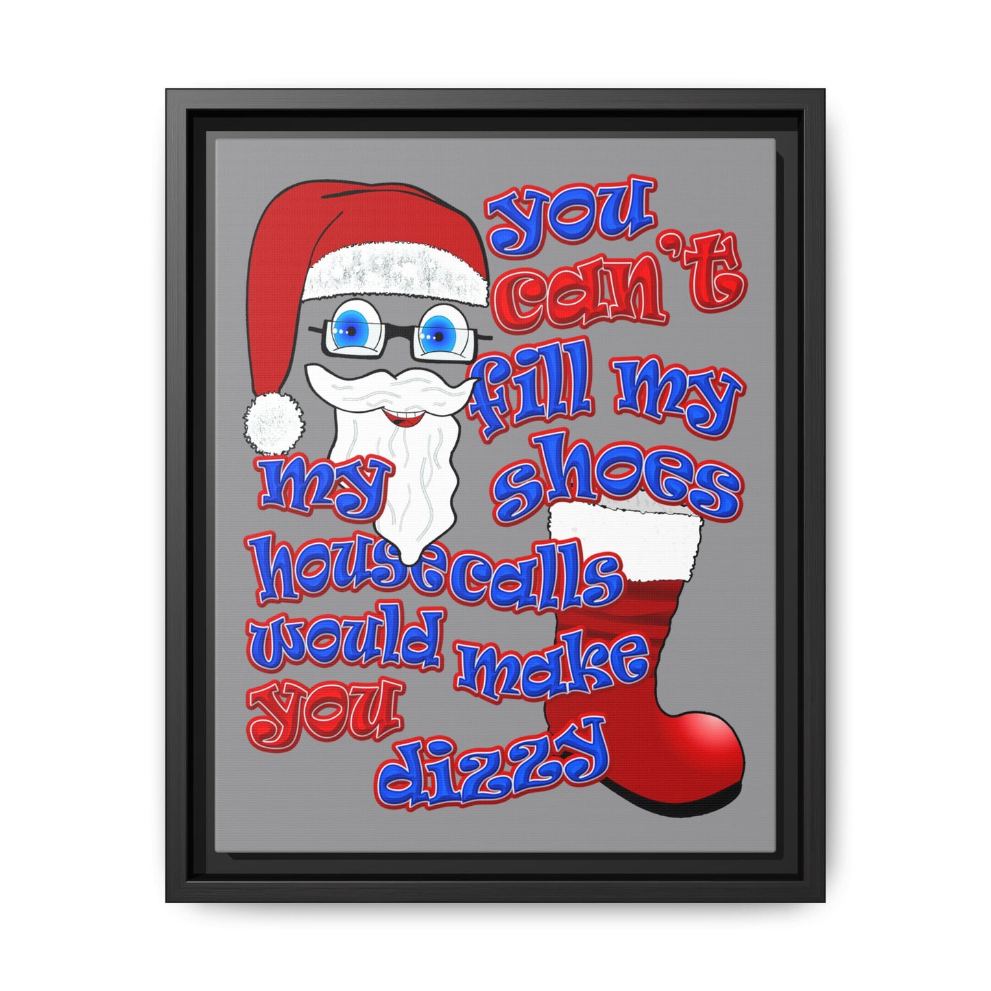 santa's shoes - framed canvas art (grey)