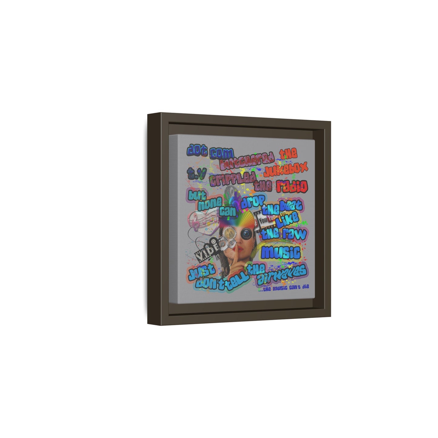 drop the beat - framed canvas art (grey)
