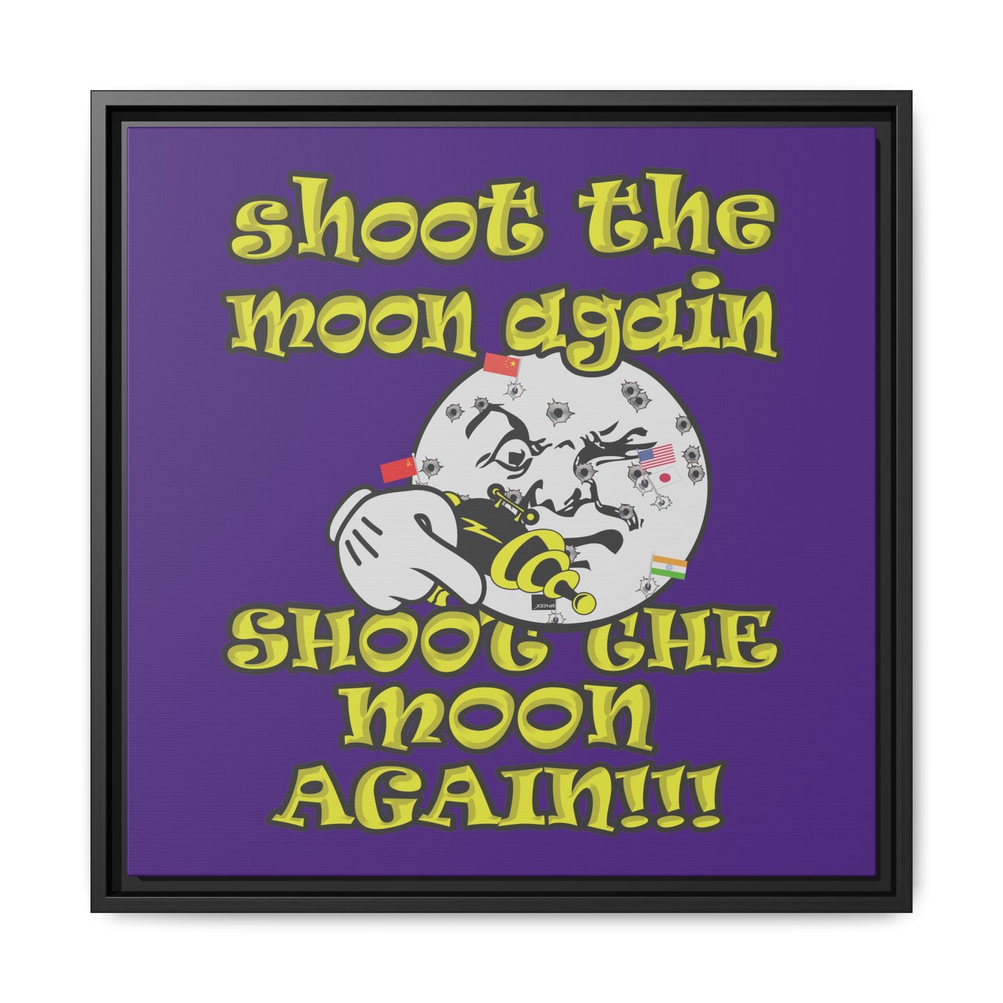 shoot the moon again - framed canvas art (purple)