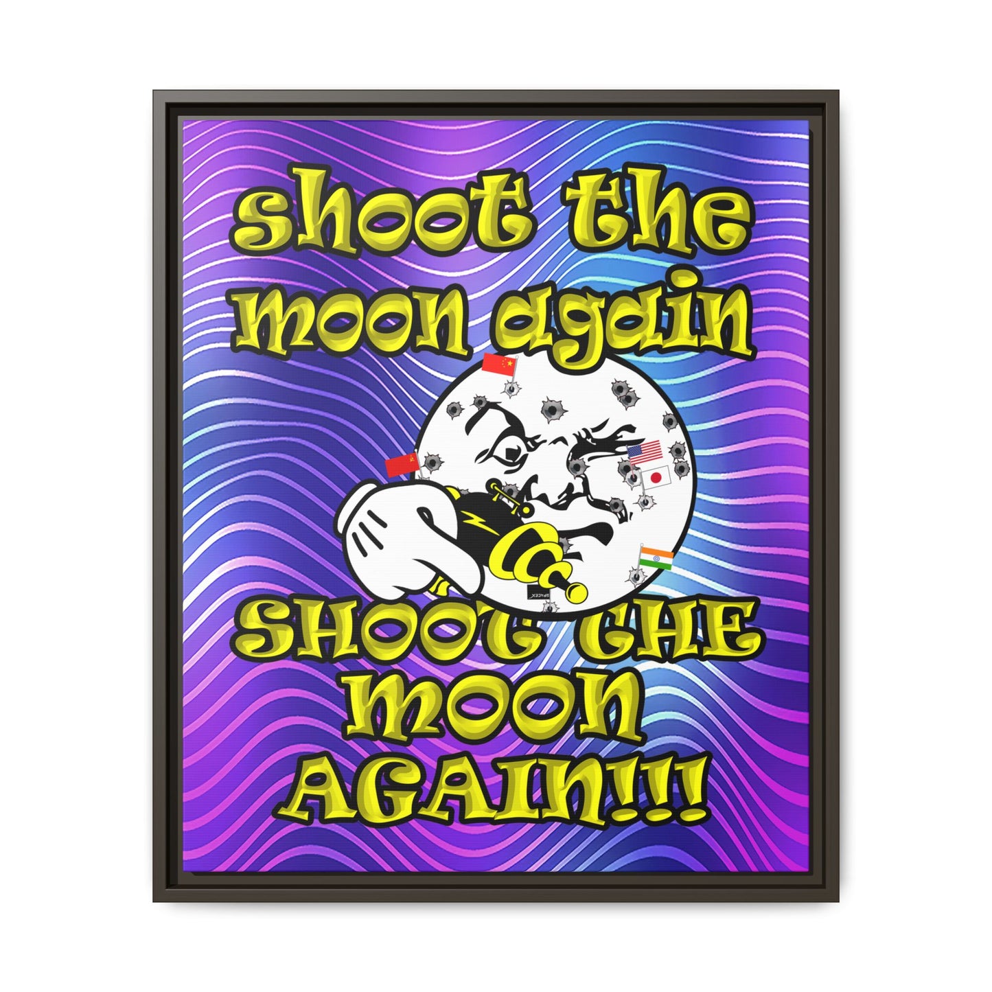 shoot the moon again - framed canvas art (purple wave)