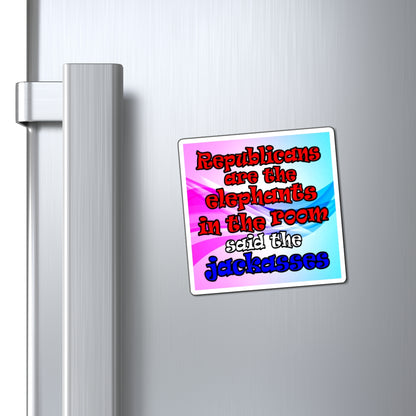 donkeys and elephants - Magnets - (light blue-pink wave)