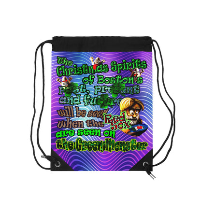 christmas spirits of boston - Drawstring Bag (purple wave)