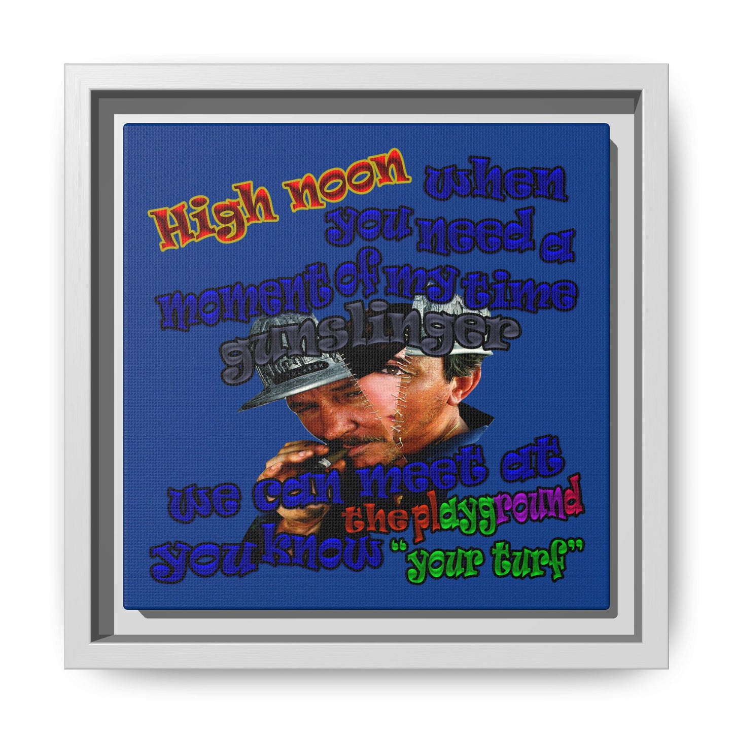 high noon - framed canvas art (dark blue)